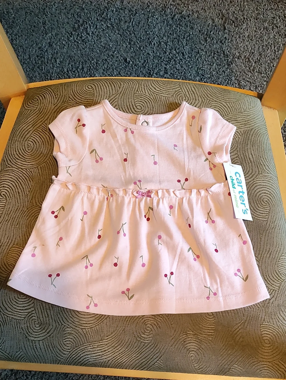 Carter's Child Of Mine Baby Pink Cherry Print Dressy Dress 0-3 Months Old
